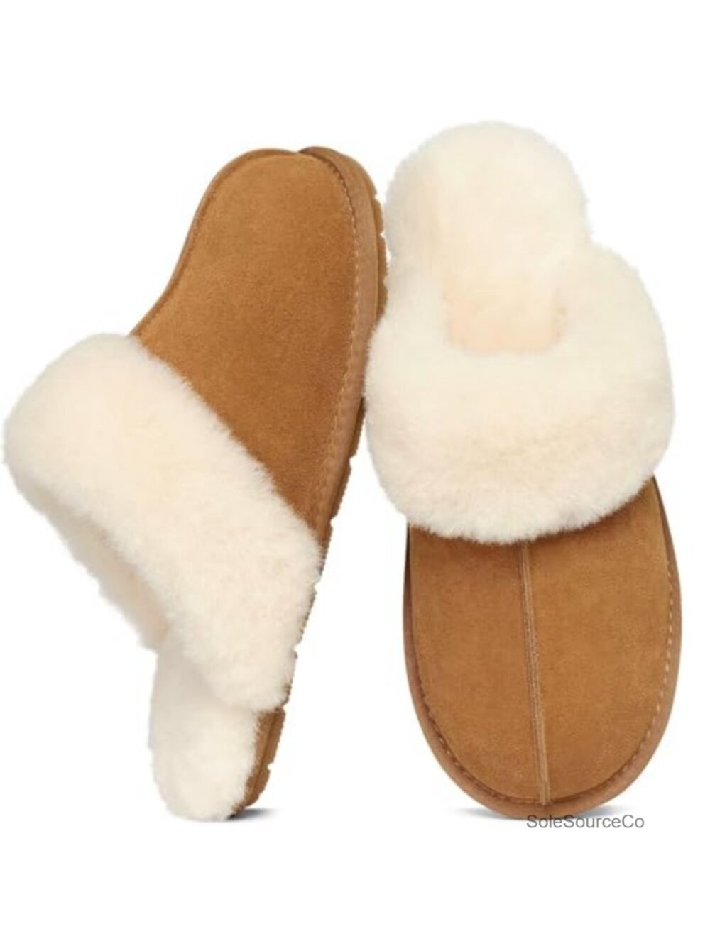 Genuine Suede Fuzzy Slippers for Women | Cozy Memory Foam House Shoes